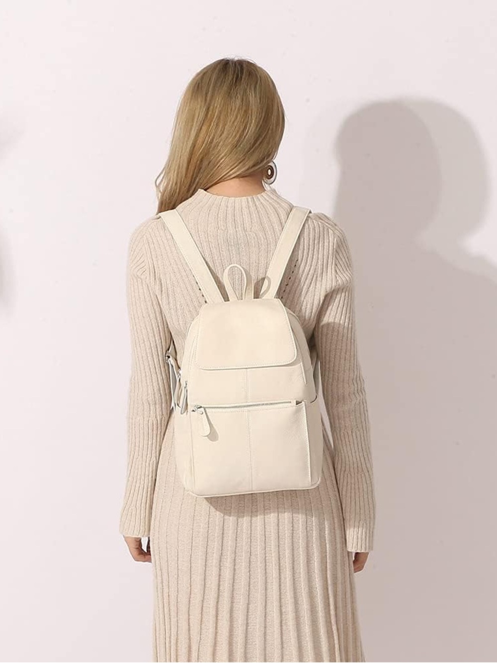 Zency Leather Backpack Cream NWT